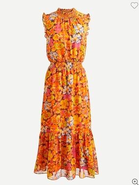 New! J.Crew Petite Smocked-Waist Dress in Sunset Floral size SP